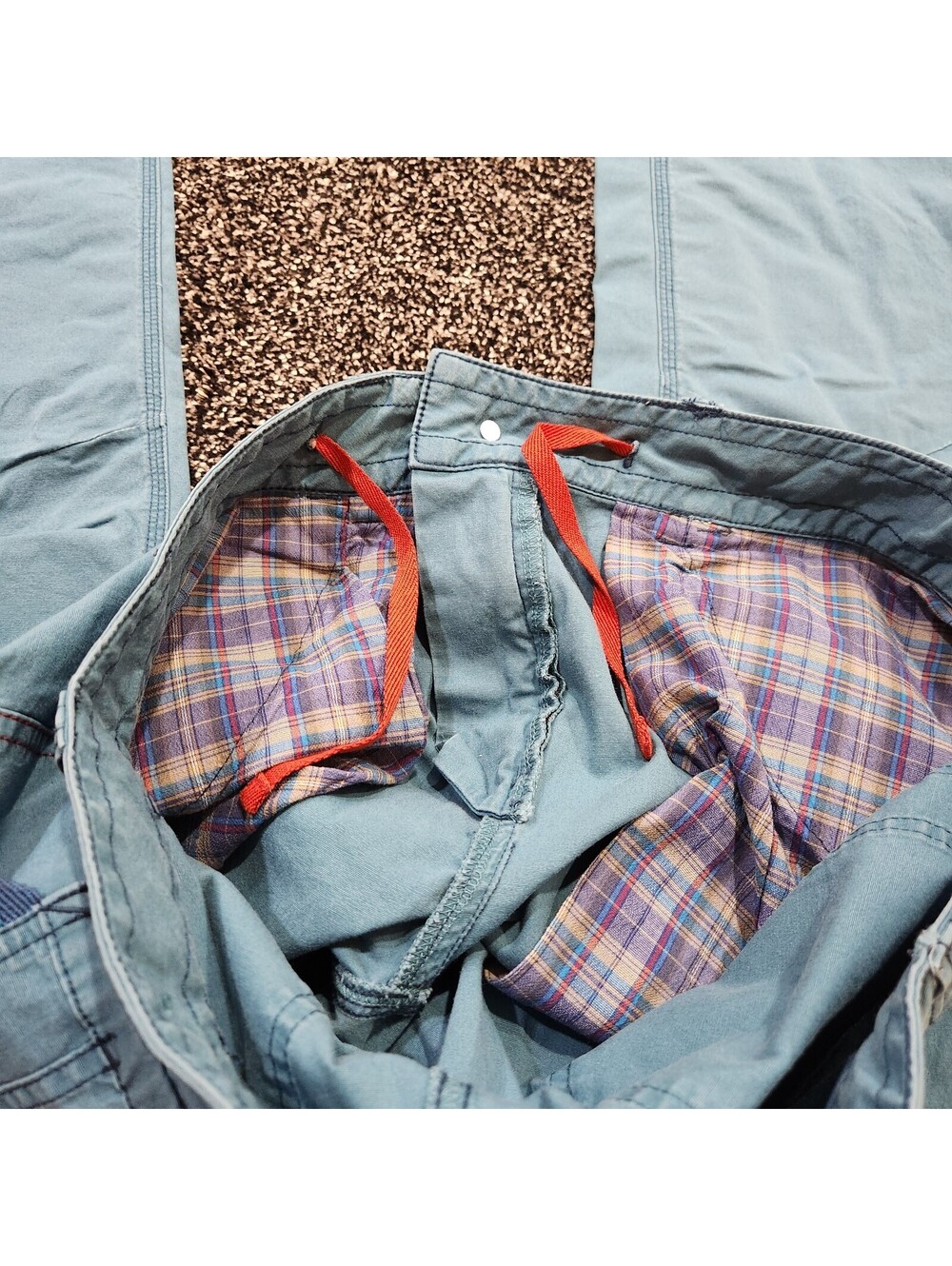 Outdoor Research Wadi Rum Climbing Pants Men 34x32 Teal Blue Plaid Pocket Lining - Picture 8 of 15